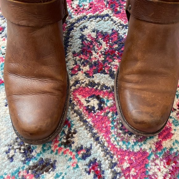 Frye Women’s Brown Leather Phillip Harness Boho Riding Boots Shoes Size 7.5 - Picture 4 of 12